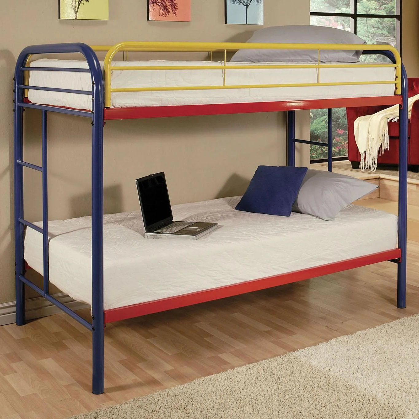 Acme Furniture Youth Bunk Beds 02188RNB Contemporary Twin/Twin Bunk Bed A1 Furniture
